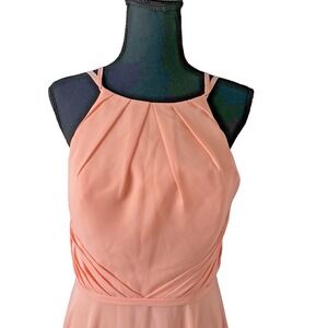 JJ's House Coral Chiffon Long Formal Gown Bridesmaid Prom Evening Dress